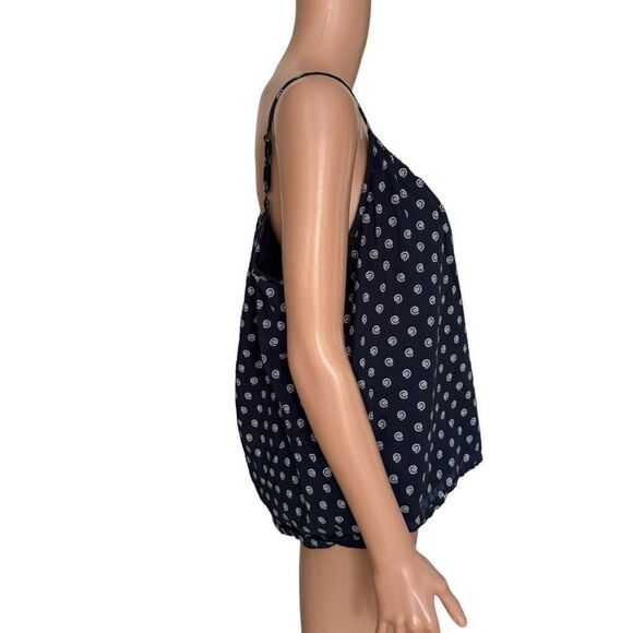 LOFT women's blouse V neck sleeveless navy blue size M 100% cotton - Picture 2 of 7